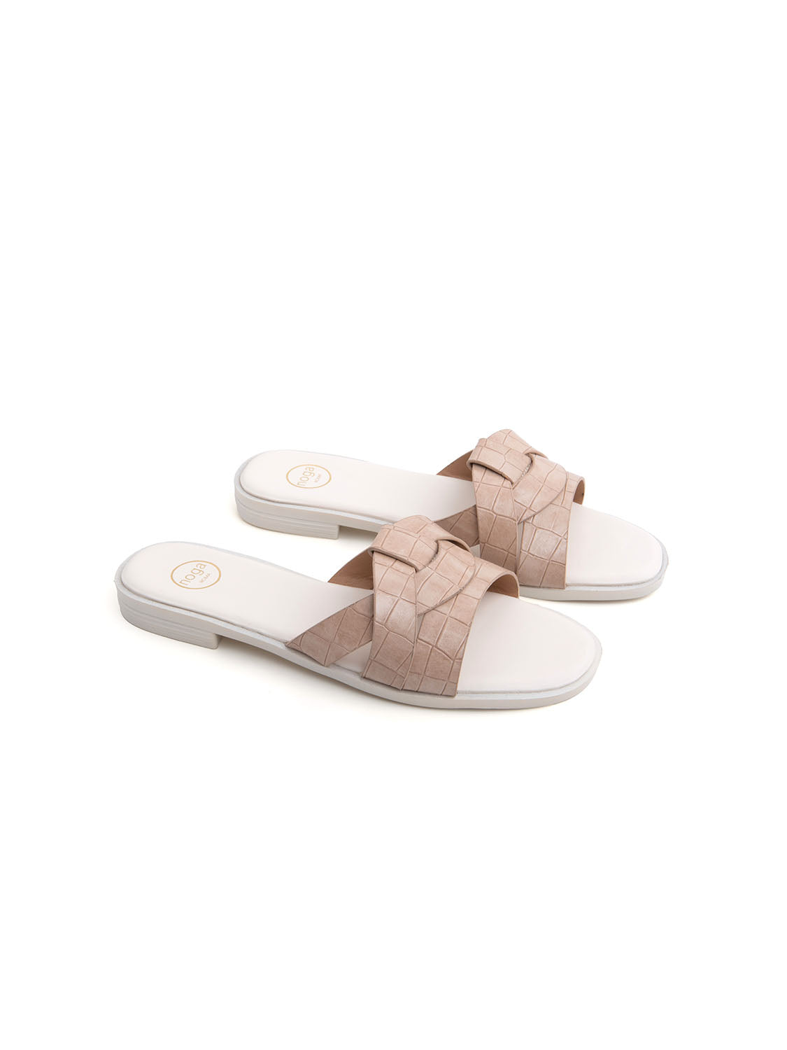 Ciabatta in vernice lavorata - BEIGE