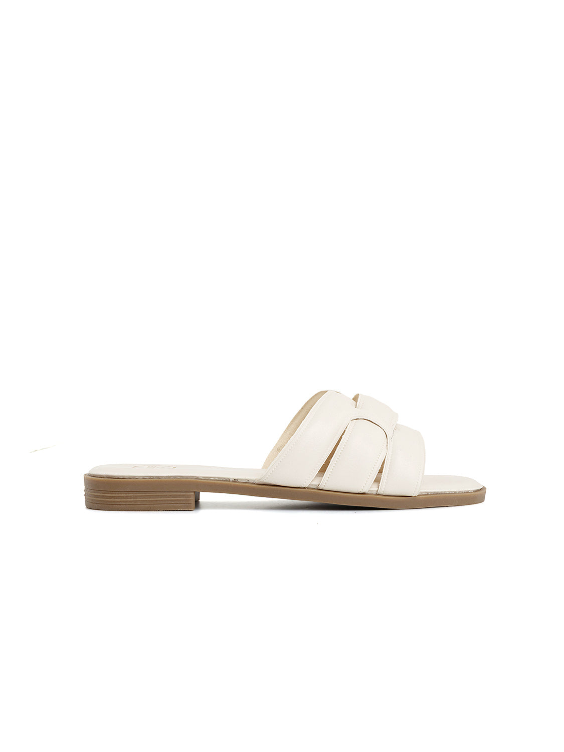 Ciabatta con fascia soft-touch intrecciata - BEIGE