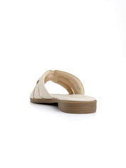 Ciabatta con fascia soft-touch intrecciata - BEIGE
