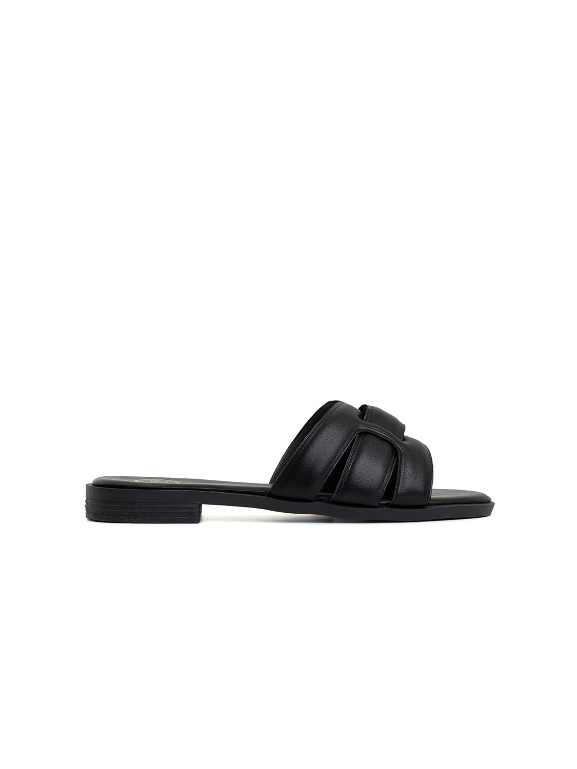 Ciabatta con fascia soft-touch intrecciata - NERO
