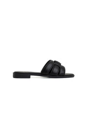 Ciabatta con fascia soft-touch intrecciata - NERO