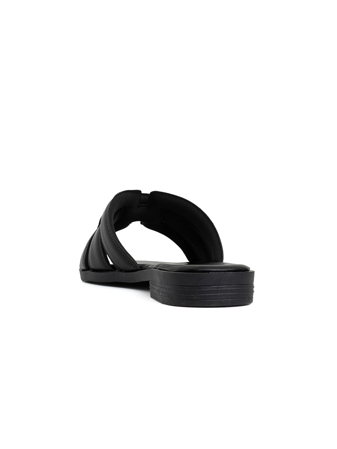 Ciabatta con fascia soft-touch intrecciata - NERO