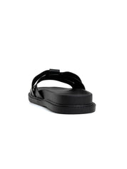 Ciabatta comfort con fascia a incrocio - NERO