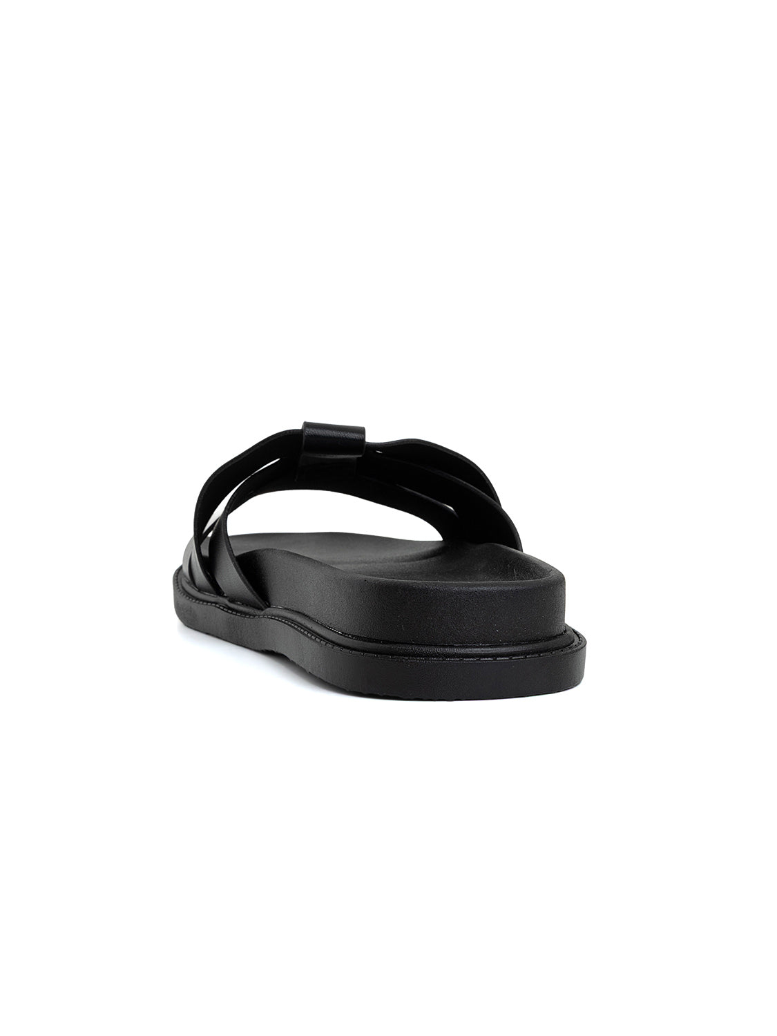 Ciabatta comfort con fascia a incrocio - NERO