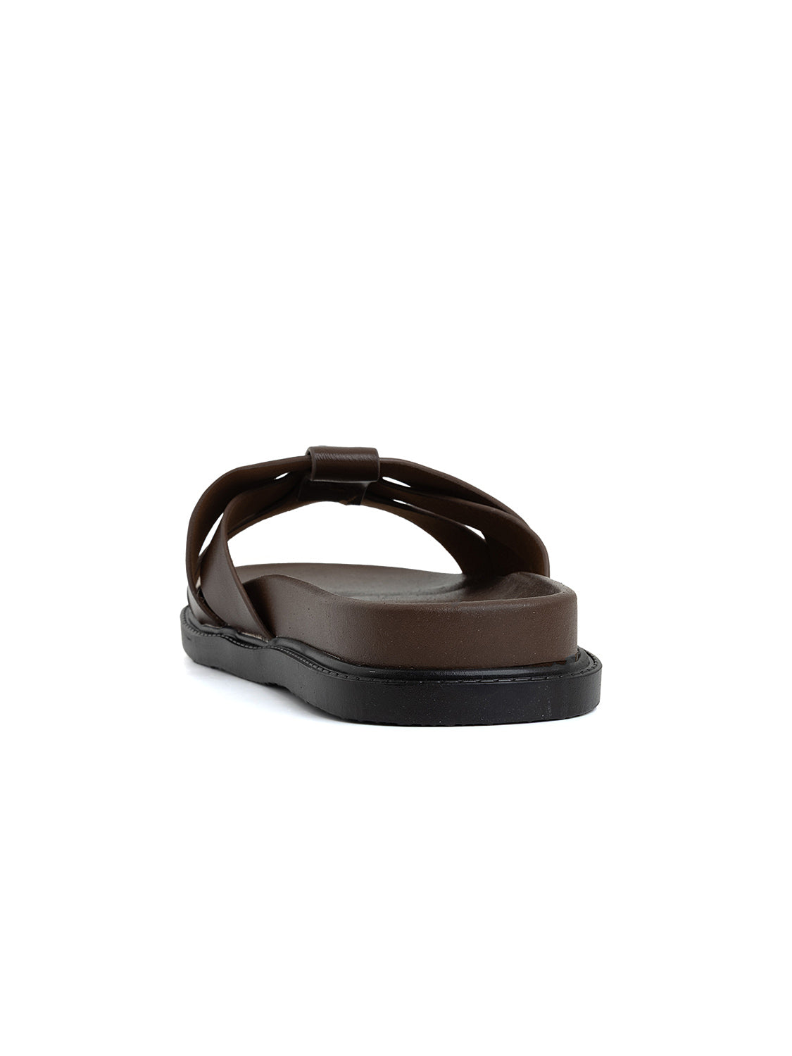 Ciabatta comfort con fascia a incrocio - MARRONE