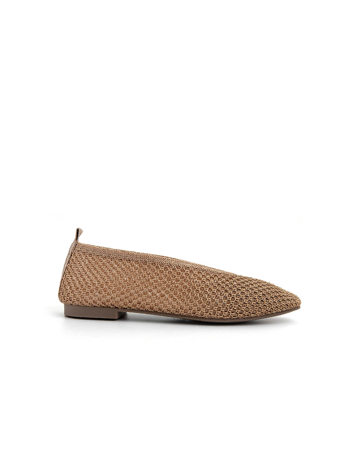 Ballerina square-toe in tessuto intagliato - CHAMPAGNE