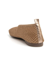 Ballerina square-toe in tessuto intagliato - CHAMPAGNE