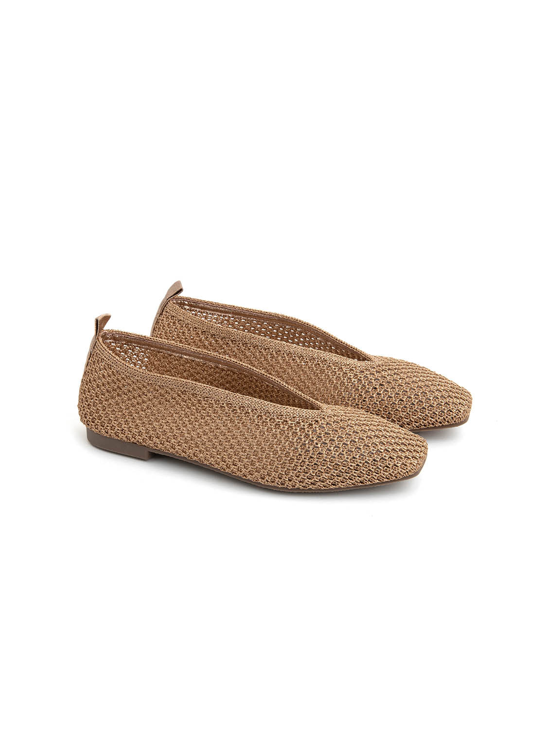 Ballerina square-toe in tessuto intagliato - CHAMPAGNE