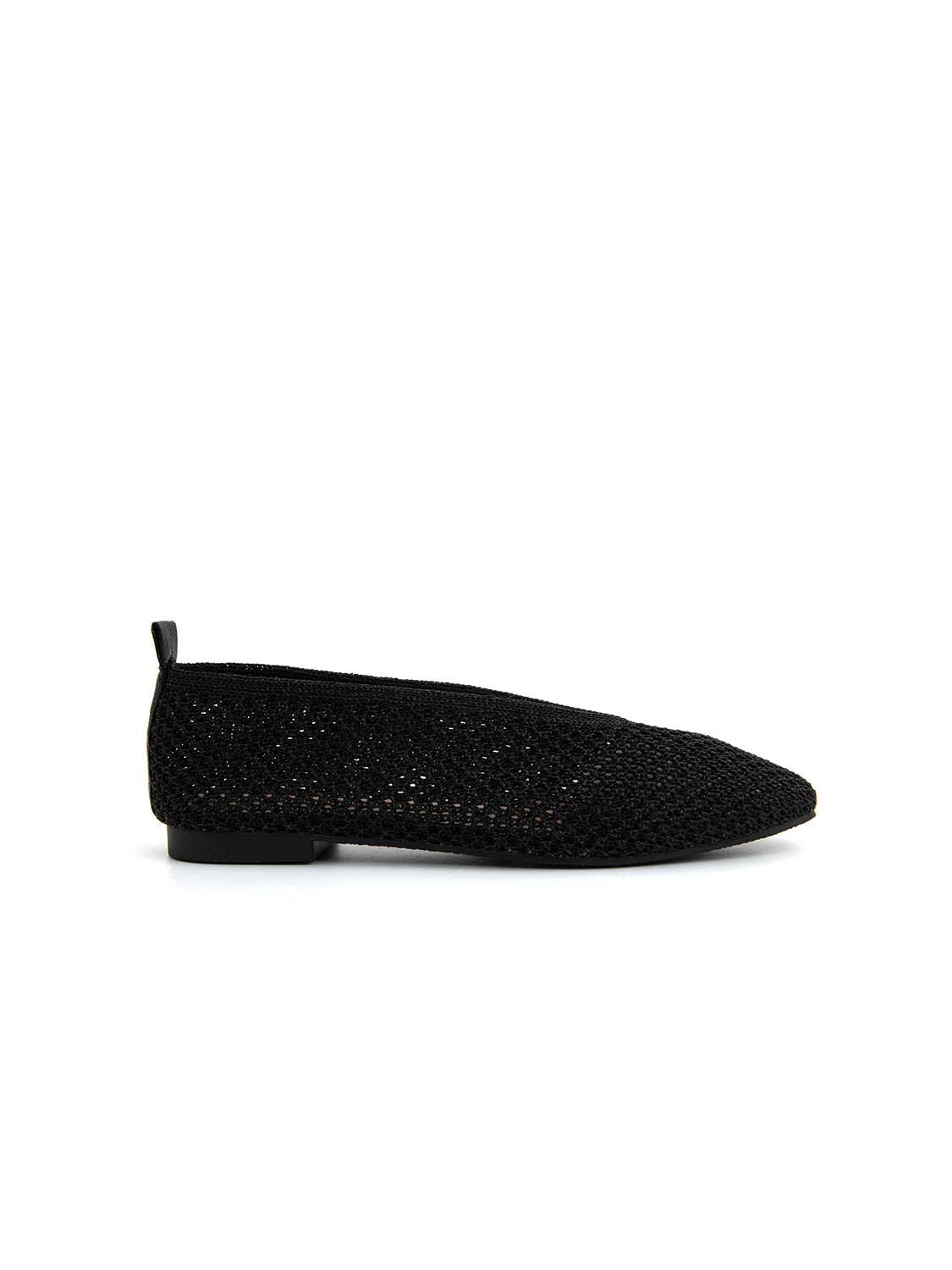 Ballerina square-toe in tessuto intagliato - NERO