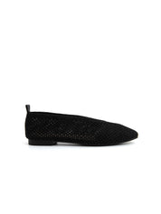 Ballerina square-toe in tessuto intagliato - NERO