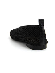 Ballerina square-toe in tessuto intagliato - NERO