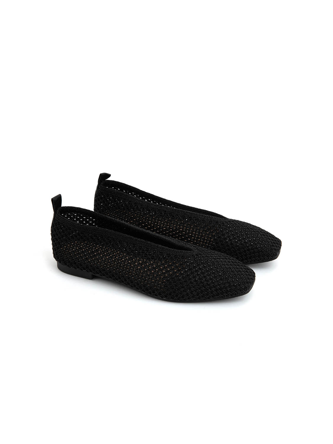 Ballerina square-toe in tessuto intagliato - NERO