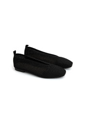 Ballerina square-toe in tessuto intagliato - NERO