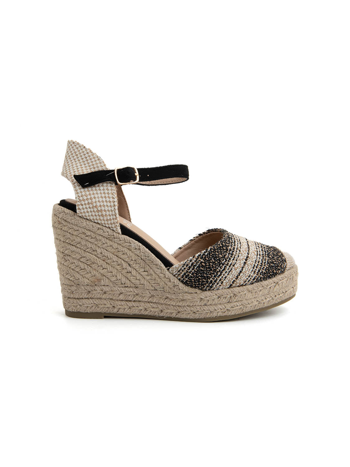 Espadrillas natural con zeppa - NERO