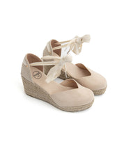 Espadrillas suede-touch con zeppa - BEIGE