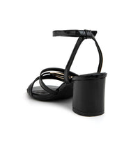 Glossy cross-strap sandal - BLACK