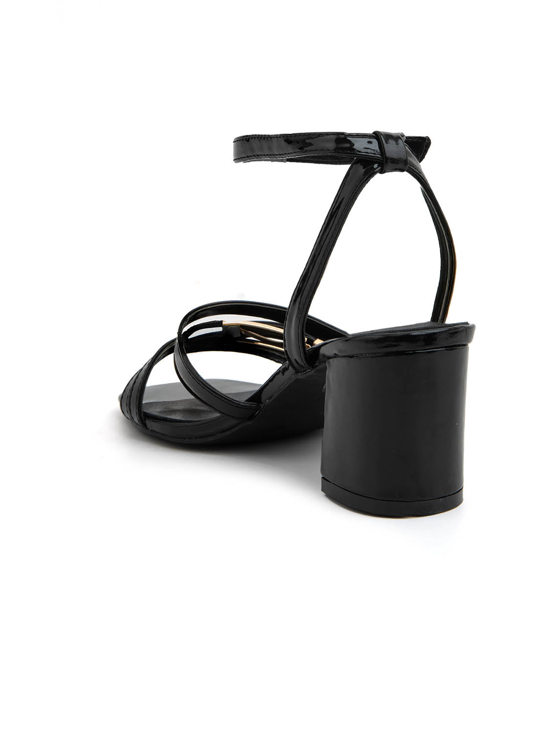 Sandalo glossy con fascette a incrocio - NERO