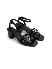Glossy cross-strap sandal - BLACK