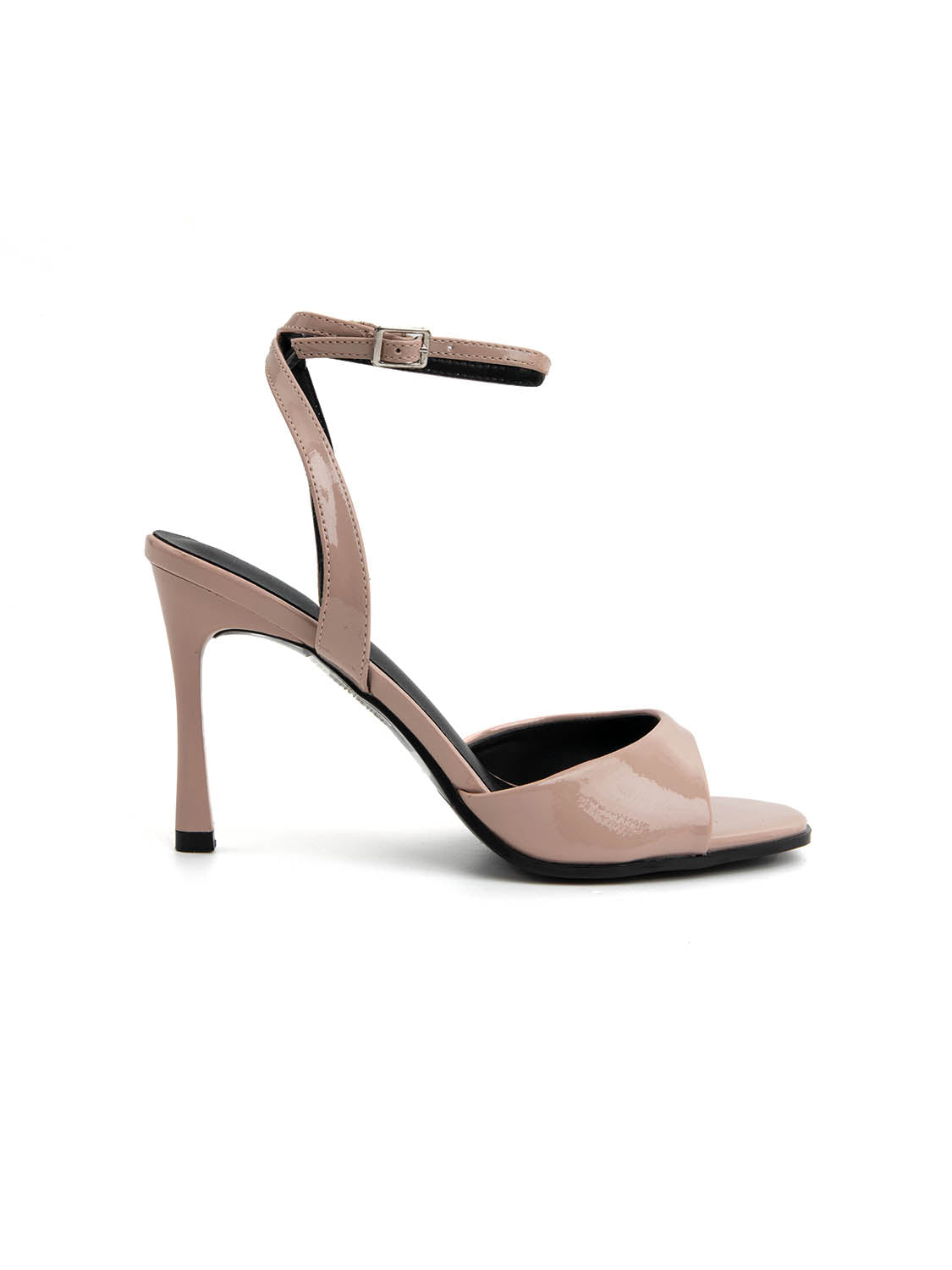Sandalo con tacco a spillo in vernice - BEIGE