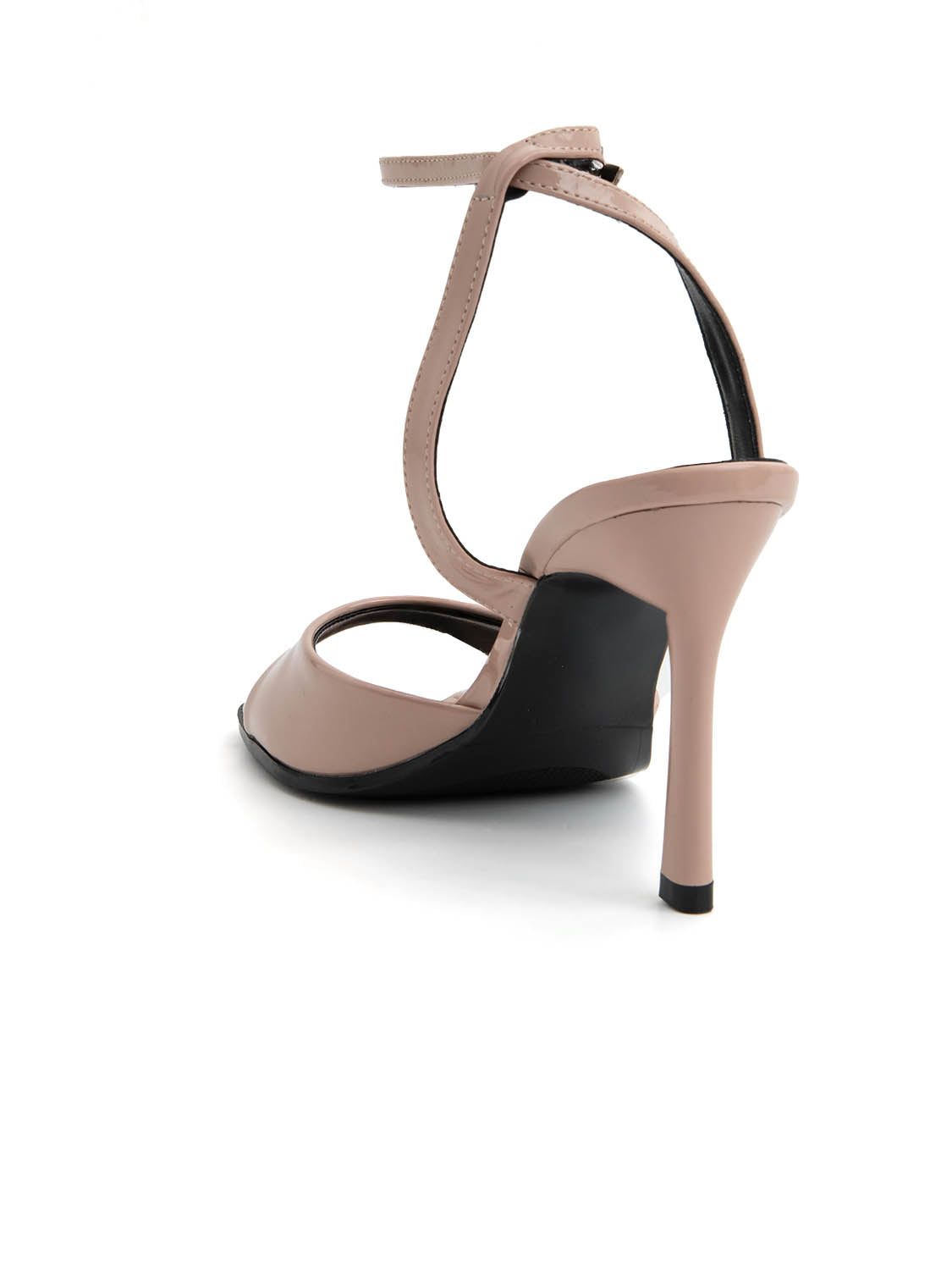 Sandalo con tacco a spillo in vernice - BEIGE