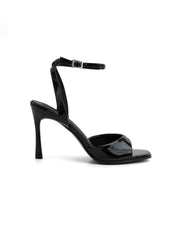 Patent leather stiletto heel sandal - BLACK