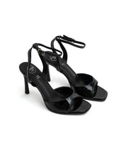 Patent leather stiletto heel sandal - BLACK