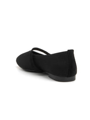 Ballerina micro-intrecciata in tessuto - NERO