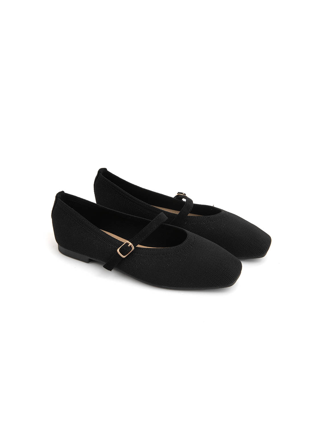 Ballerina micro-intrecciata in tessuto - NERO