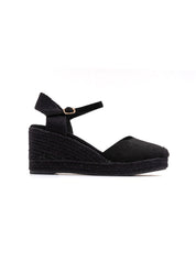 Espadrillas in simil camoscio con cinturino - NERO