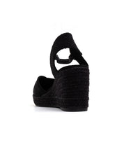 Espadrillas in simil camoscio con cinturino - NERO