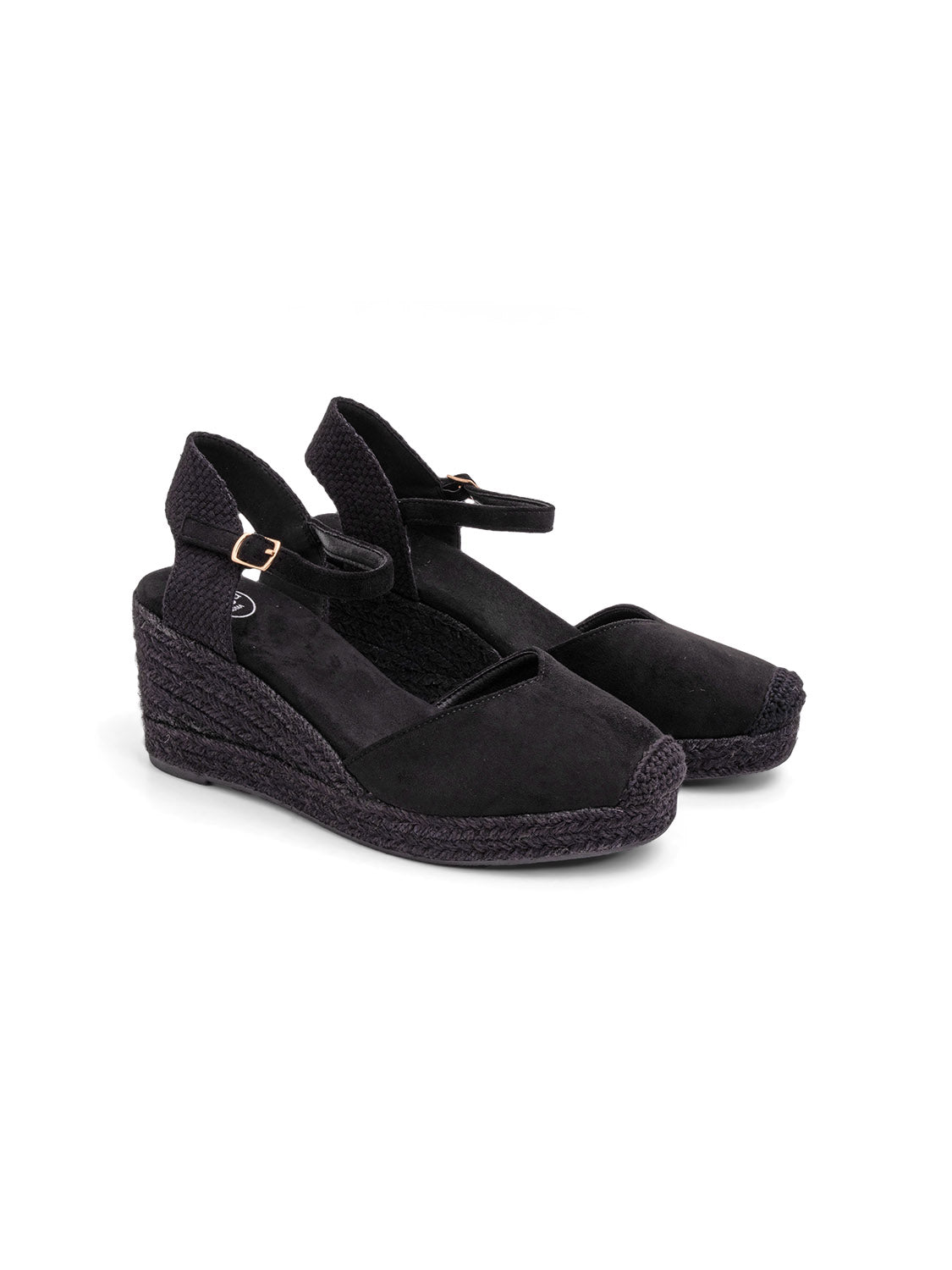 Espadrillas in simil camoscio con cinturino - NERO