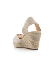 Espadrillas ricamata con zeppa - BEIGE