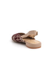 Chic two-tone fabric slingback - BEIGE