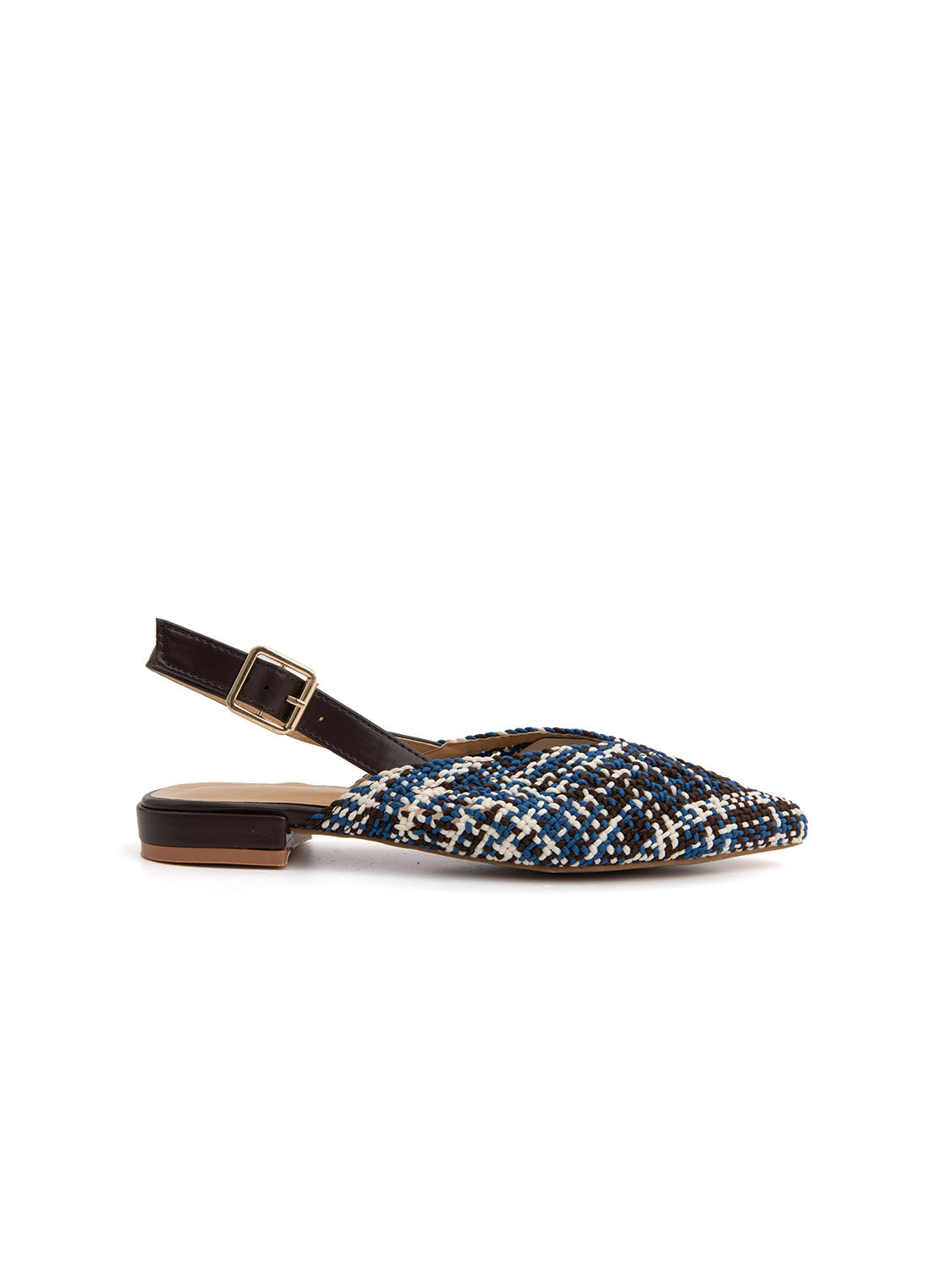 Slingback chic-fabric bicolore - MARRONE