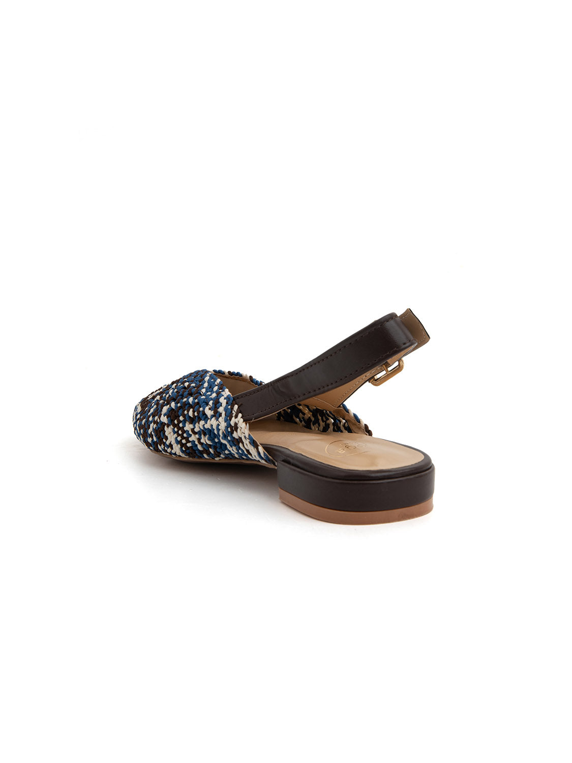Slingback chic-fabric bicolore - MARRONE