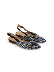 Slingback chic-fabric bicolore - MARRONE