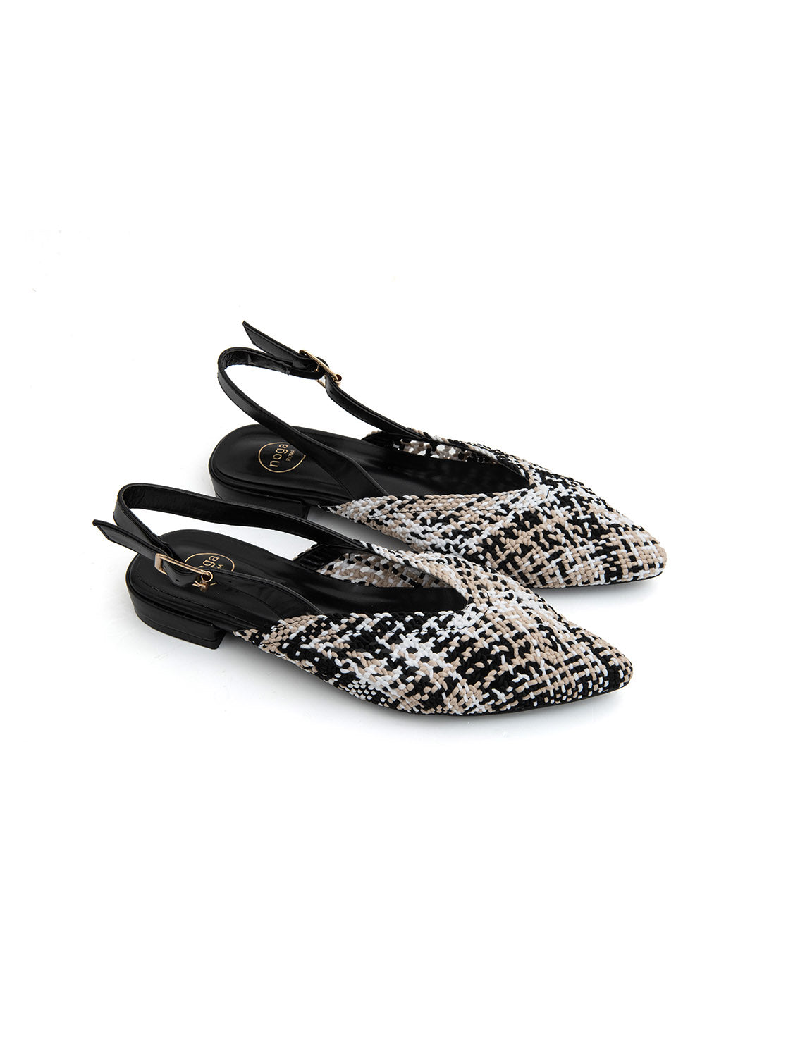 Slingback chic-fabric bicolore - NERO