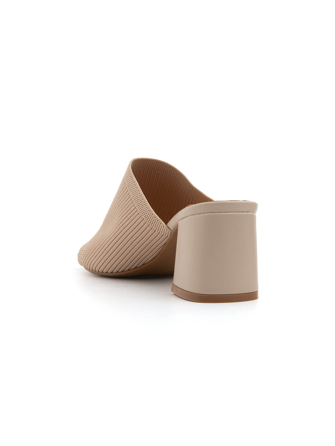 Block heel clogs with micro-braided strap - BEIGE
