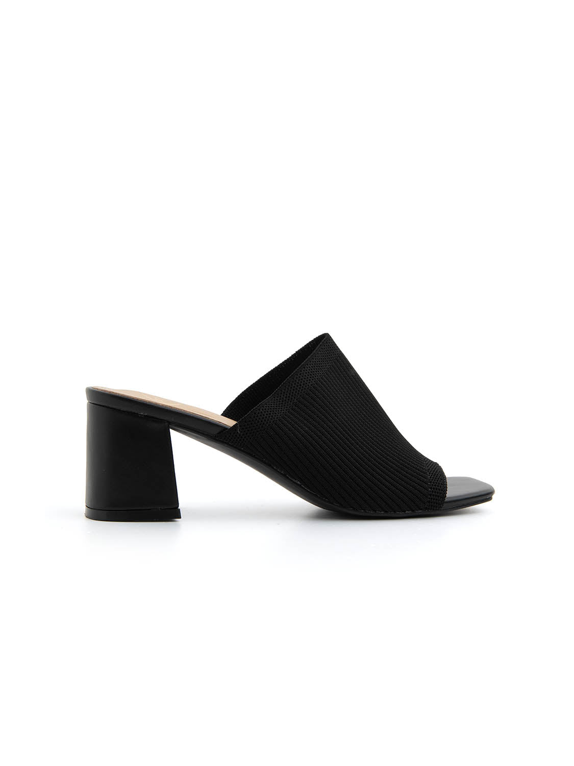 Sabot con tacco largo e fascia microintrecciata - NERO