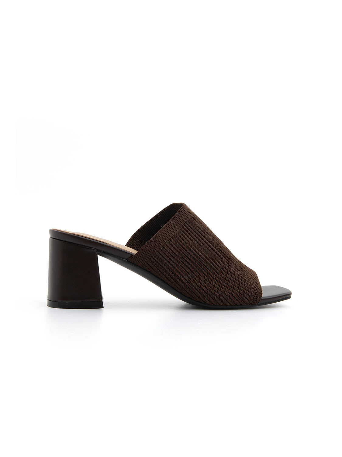 Clogs with wide heel and micro-braided strap - BROWN