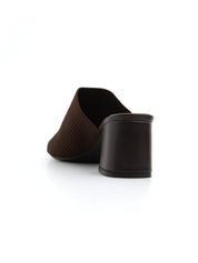 Clogs with wide heel and micro-braided strap - BROWN