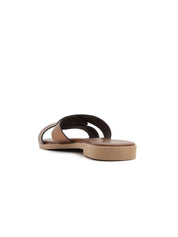 Ciabatta metallic cross in vera pelle - BRUCIATO