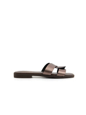 Ciabatta metallic croos in vera pelle - PETROLIO