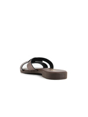 Ciabatta metallic croos in vera pelle - PETROLIO