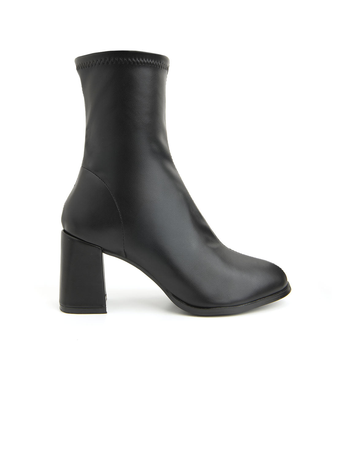 Tronchetto con tacco a blocco sock style - NERO