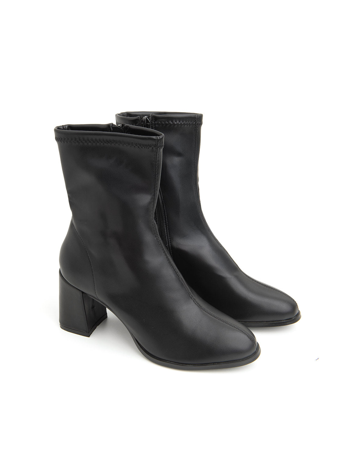 Tronchetto con tacco a blocco sock style - NERO