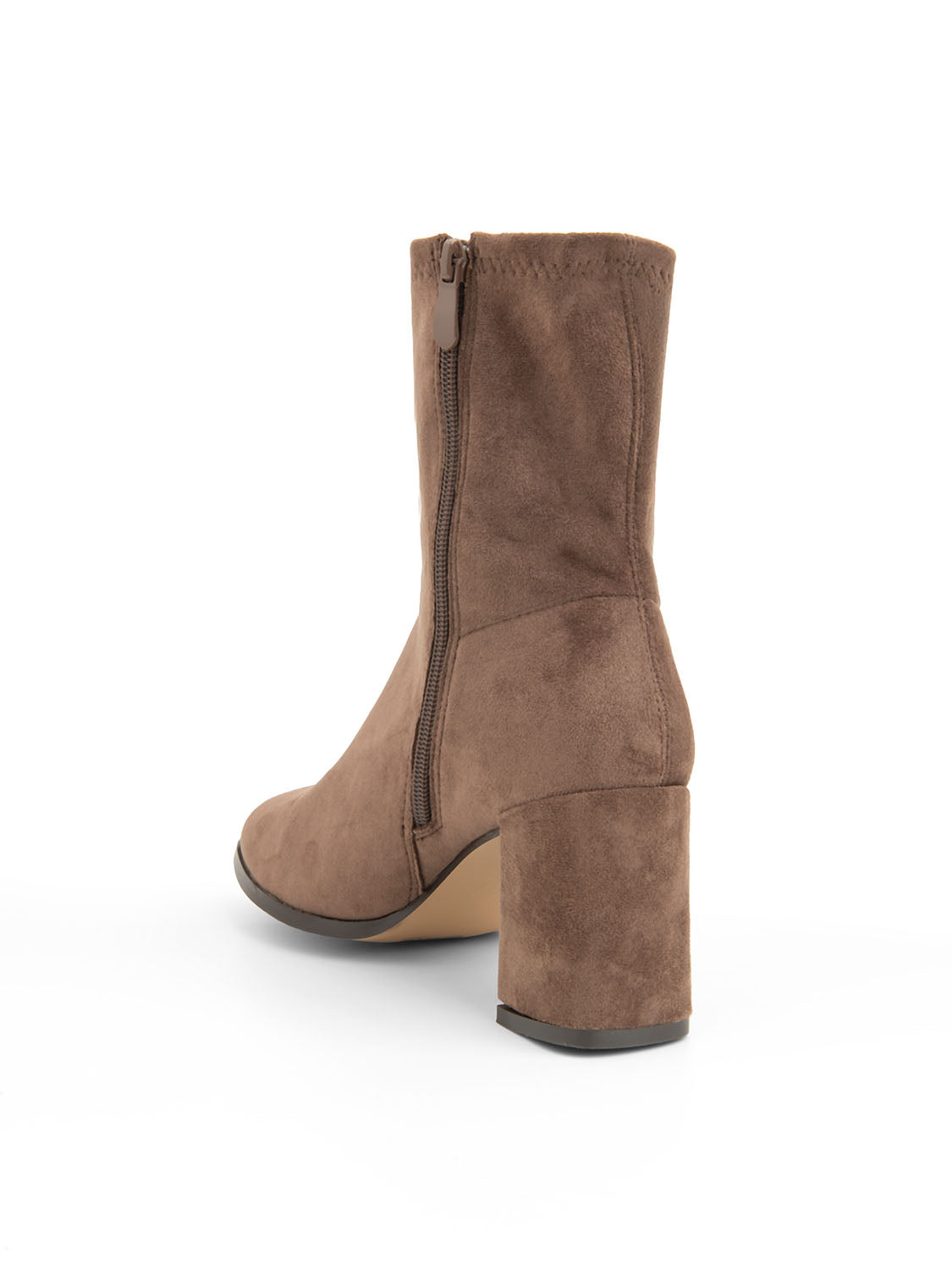 Tronchetto con tacco a blocco sock style in simil camoscio - KHAKI