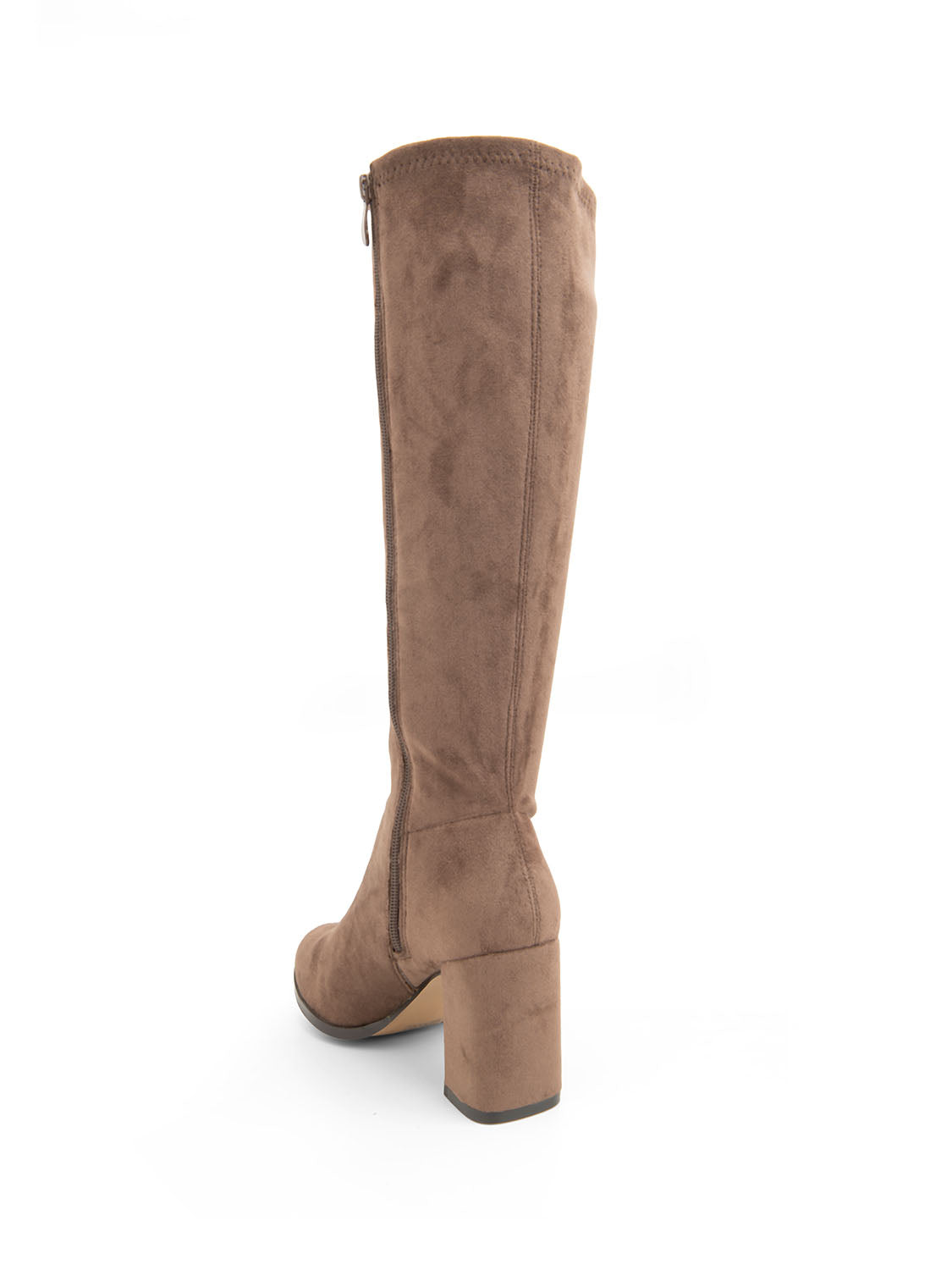Stivale con tacco scultoreo sock style in simil camoscio - KHAKI