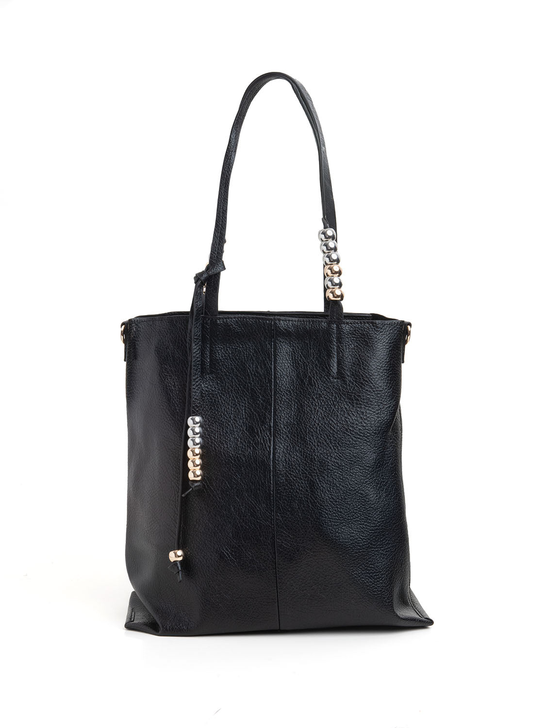 Shopper con boules metalliche - NERO