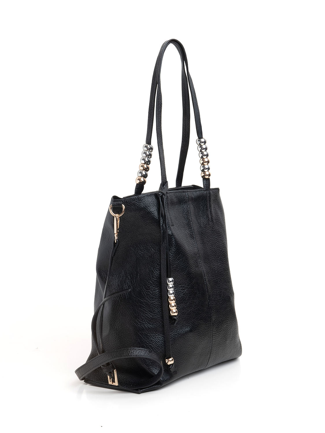 Shopper con boules metalliche - NERO